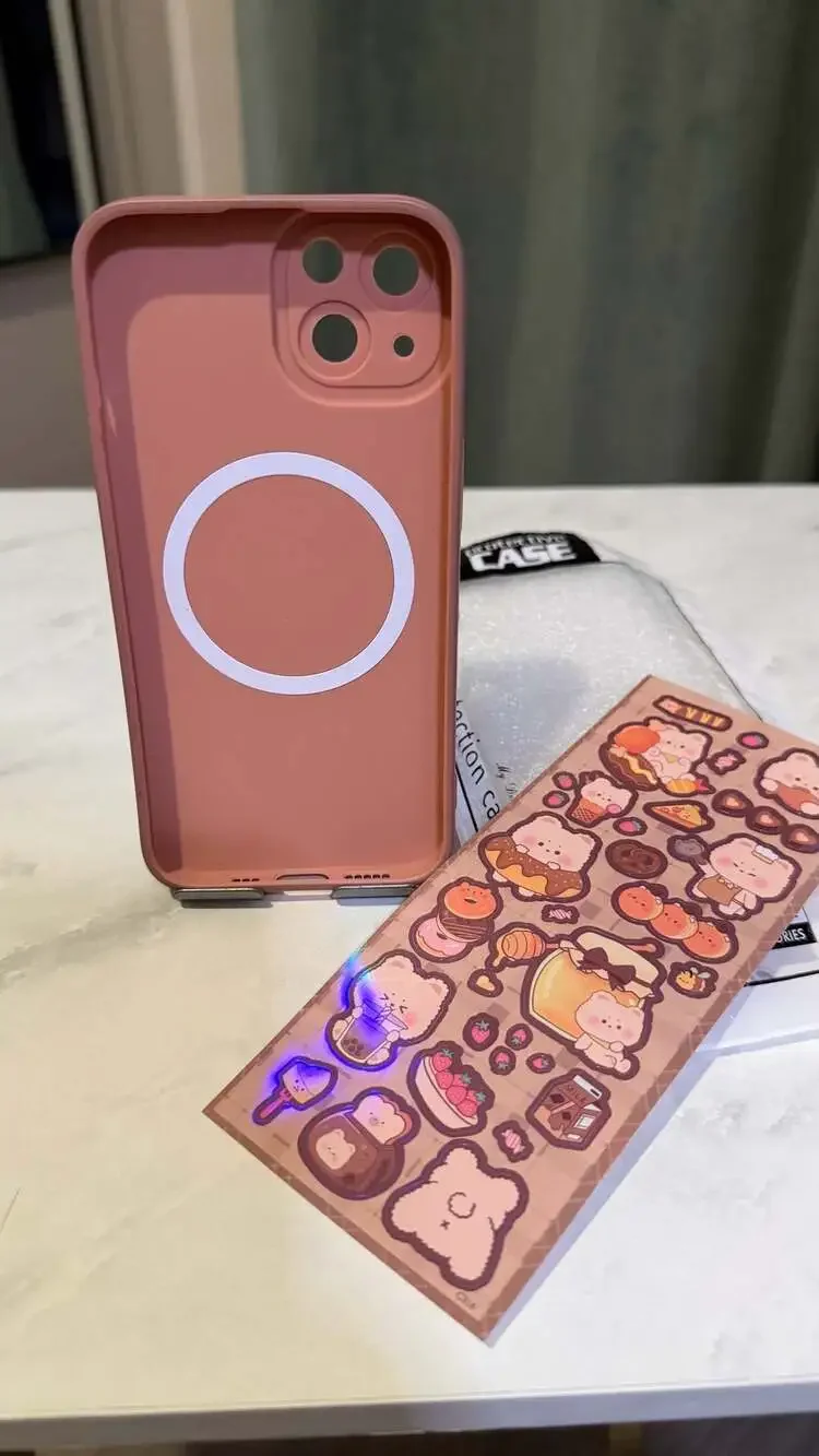 YKCZL Pink Abstract MagSafe Case – iPhone 13 + Stickers